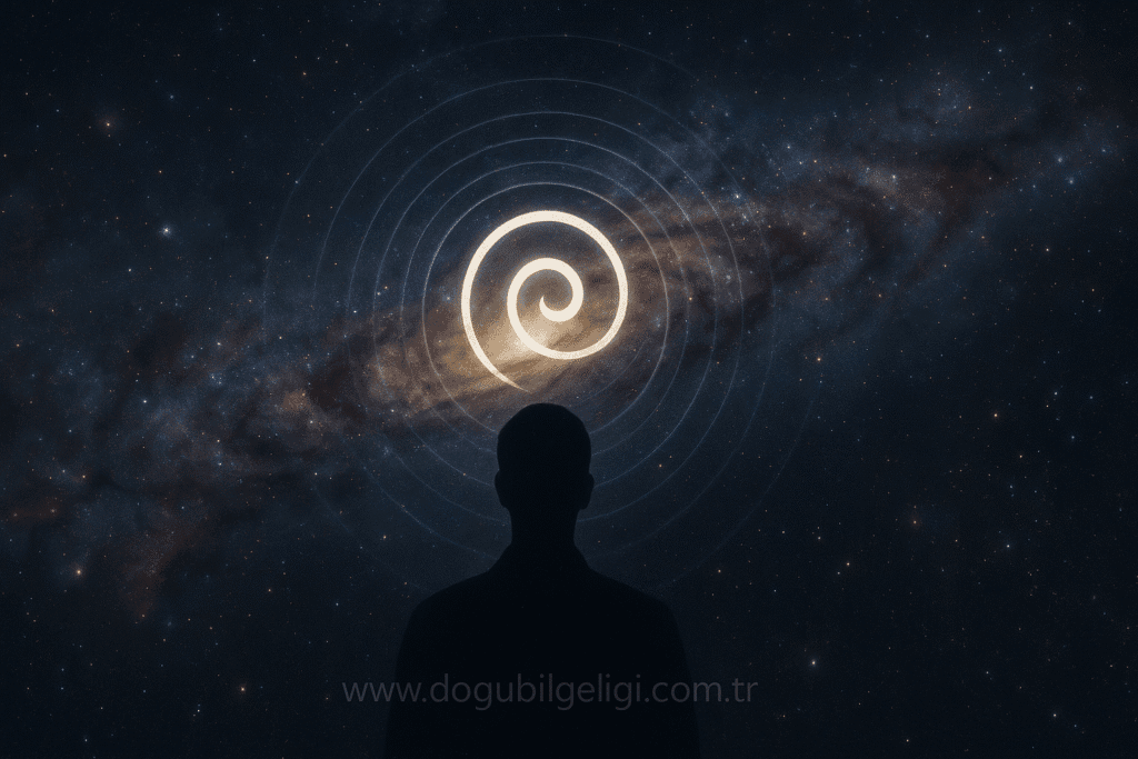 spiral sembollü kozmik sürreal kolaj, dogubilgeligi.com.tr