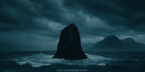 Fırtınalı denizde dimdik duran kaya, zihinsel dayanıklılığın ve kriz anlarında güçlü kalmanın sembolik temsili.