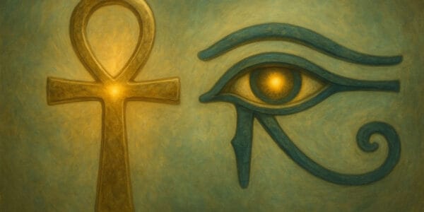 Ankh ve Horus’un Gözü sembolü mistik illüstrasyonu