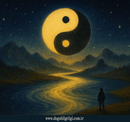 Taoizm ve Yin-Yang sembolü (Yin-Yang symbol) ile doğa uyumu – Taoist felsefede evrensel dengeyi simgeleyen görsel.