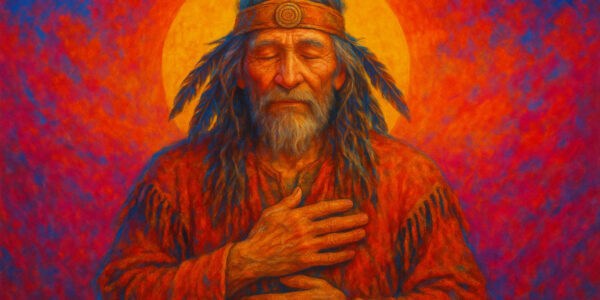 Şamanın sağlık reçetesi (Shaman’s healing energy) – kalpten yayılan ışık, doğayla bütünleşme ve ruhsal şifa sahnesi