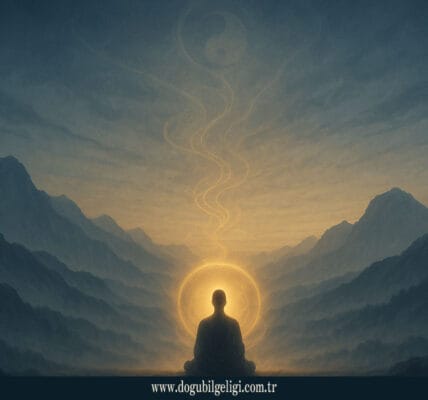 Tao’nun görünmez öğretisi (Tao’s invisible teaching) ve ruhun ışık yolculuğu temalı Zen–Taoist dijital gerçeklik görseli