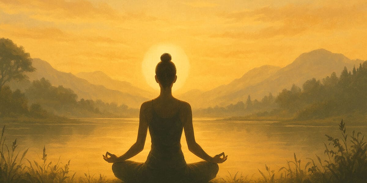 Yoga (yoga) bilinci ve enerji uyumunu temsil eden meditasyon sahnesi – Doğu Bilgeliği